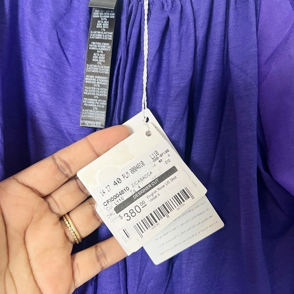 LA PERLA Lace-Trim Blouse In Purple - Picture 9 of 9